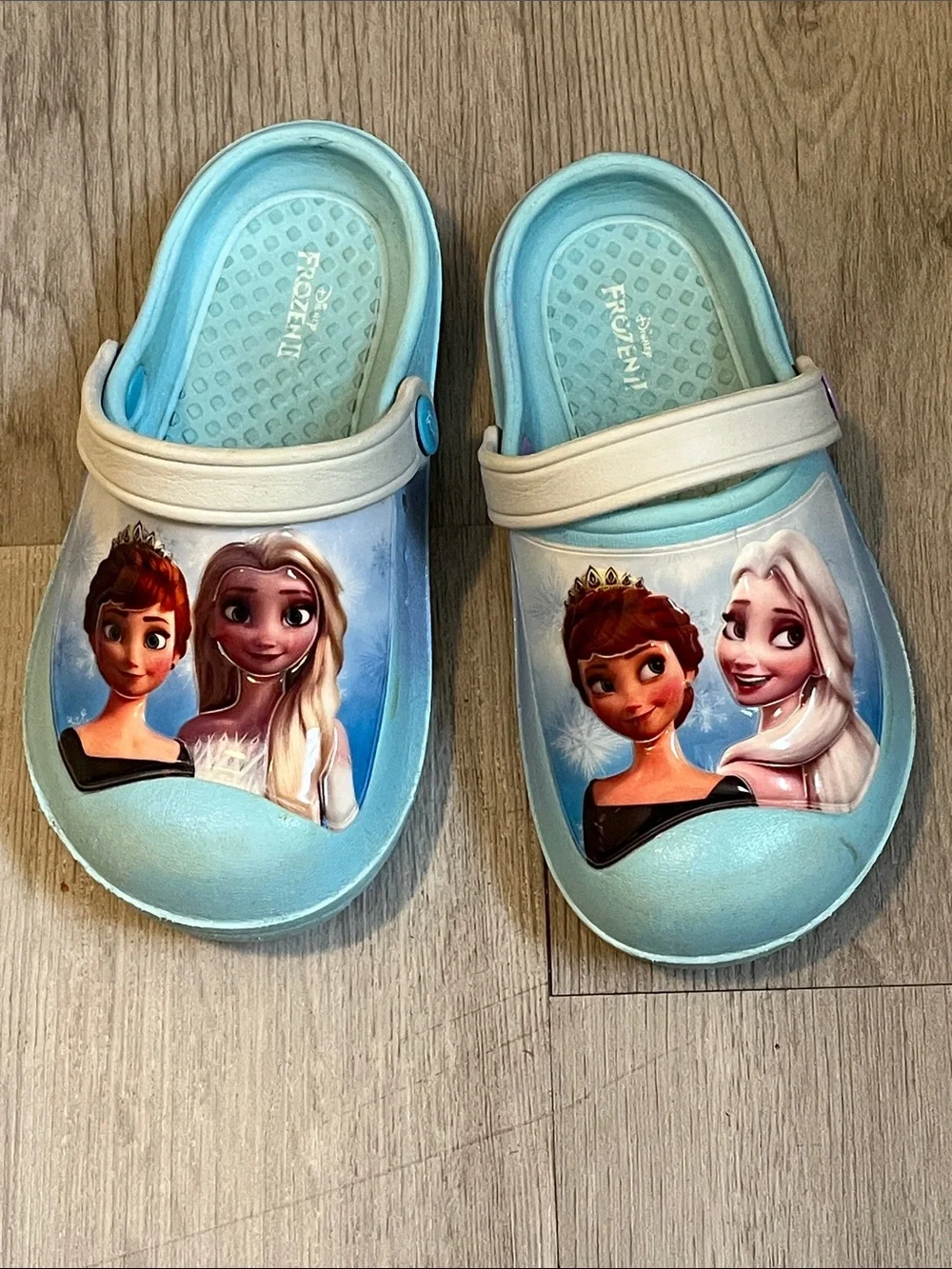 Kids Blue Frozen-Themed Slip-On Clogs with Heel Strap